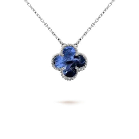 [LUCKY LOVE]CLOVER 15MM PIETERSITE NECKLACE SILVER