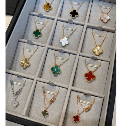 [LUCKY LOVE]CLOVER 15MM CARNELIAN SINGLE FLOWER NECKLACE