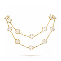 [LUCKY LOVE]CLOVER 20 MOTIFS WHITE MOP NECKLACE