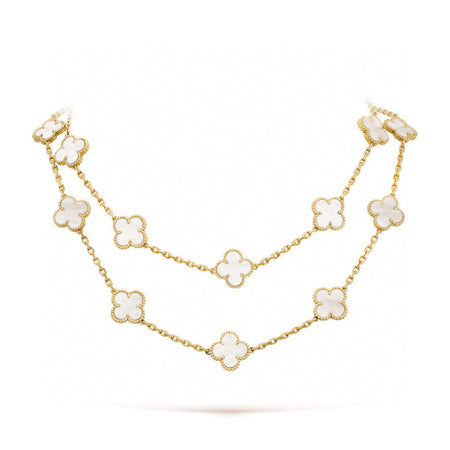 [LUCKY LOVE]CLOVER 20 MOTIFS WHITE MOP NECKLACE