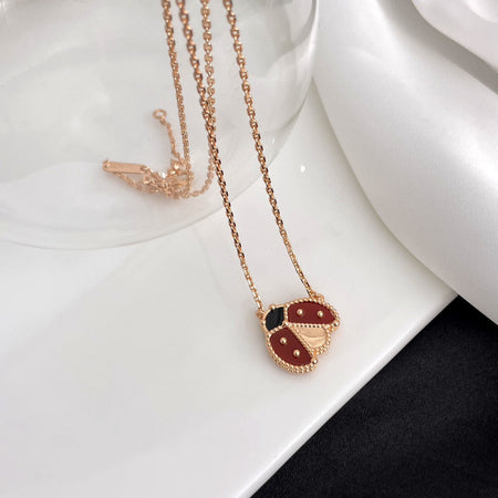 [LUCKY LOVE]LUCKY  CARNELIANS LADYBUG NECKLACE