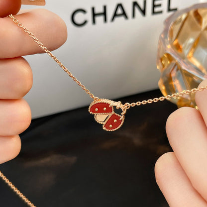 [LUCKY LOVE]LUCKY  CARNELIANS LADYBUG NECKLACE