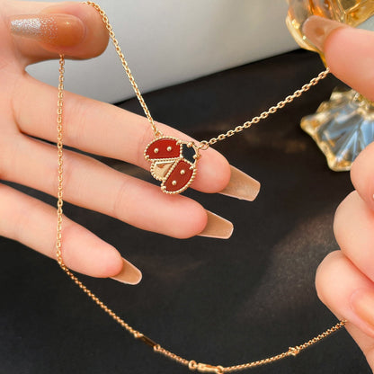 [LUCKY LOVE]LUCKY  CARNELIANS LADYBUG NECKLACE