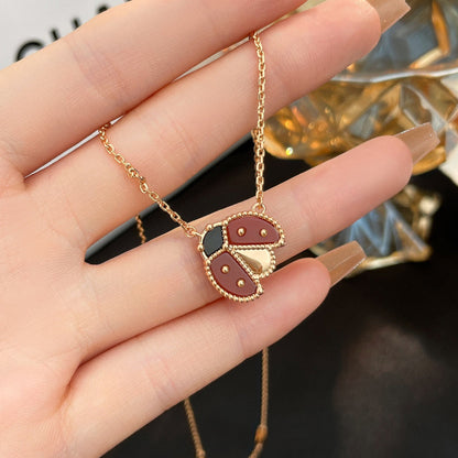 [LUCKY LOVE]LUCKY  CARNELIANS LADYBUG NECKLACE