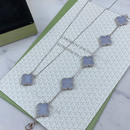 [LUCKY LOVE] CLOVER 5 MOTIF PURPLE CHALCEDONY BRACELET COLLECTION