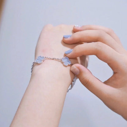 [LUCKY LOVE] CLOVER 5 MOTIF PURPLE CHALCEDONY BRACELET COLLECTION