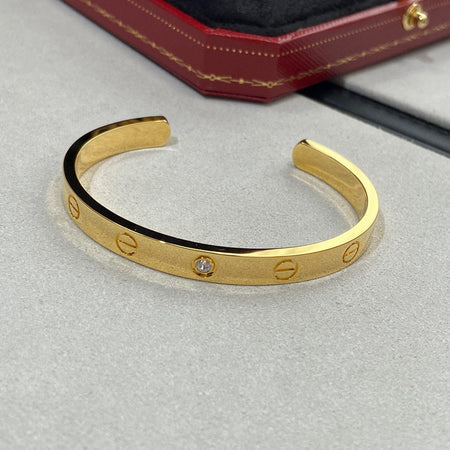 [LUCKY LOVE]LOVE BRACELET 6.1MM 1 DIAMOND OPEN CUFF