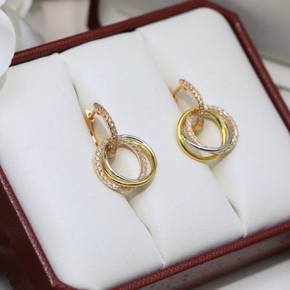 [LUCKY LOVE]TRINITY HALF DIAMOND  EARRINGS