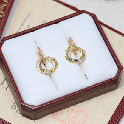 [LUCKY LOVE]TRINITY HALF DIAMOND  EARRINGS