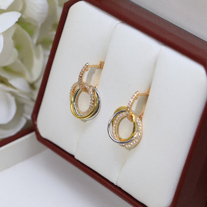 [LUCKY LOVE]TRINITY HALF DIAMOND  EARRINGS