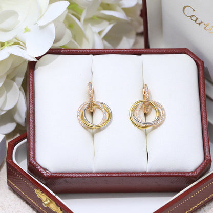 [LUCKY LOVE]TRINITY HALF DIAMOND  EARRINGS