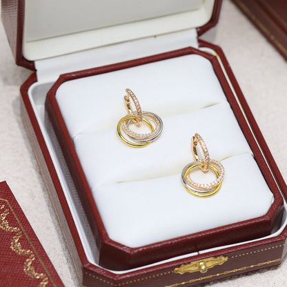 [LUCKY LOVE]TRINITY HALF DIAMOND  EARRINGS