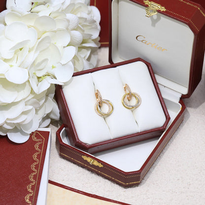 [LUCKY LOVE]TRINITY HALF DIAMOND  EARRINGS