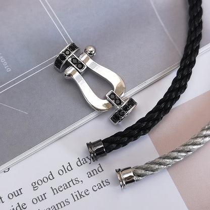 [LUCKY LOVE]FORCE LARGE HORSESHOE BLACK DIAMOND BRACELET SILVER
