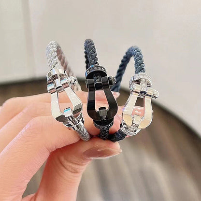 [LUCKY LOVE]FORCE LARGE HORSESHOE HALF DIAMOND BRACELET ROSE GOLD