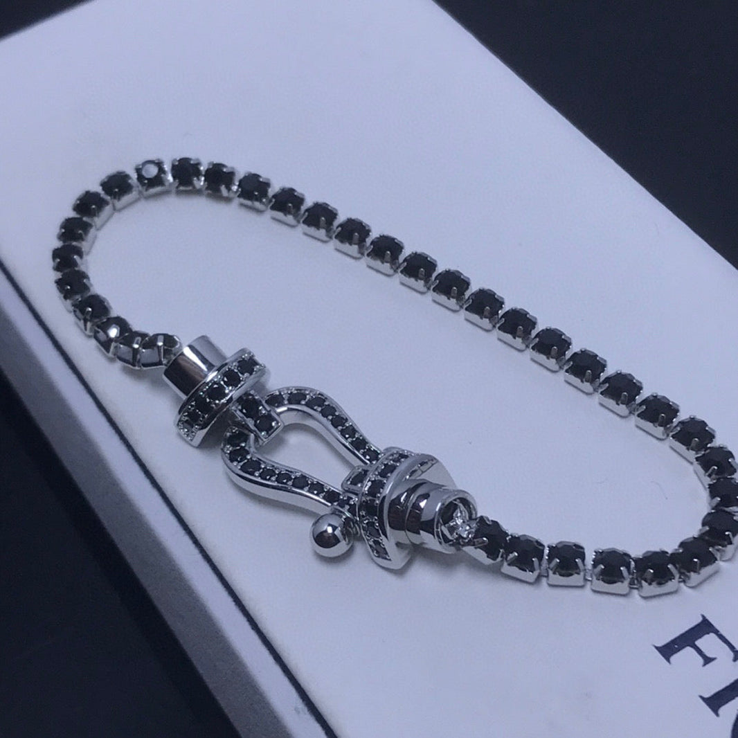 [LUCKY LOVE]FORCE  LARGE HORSESHOE FULL DIAMOND TENNIS BRACELET