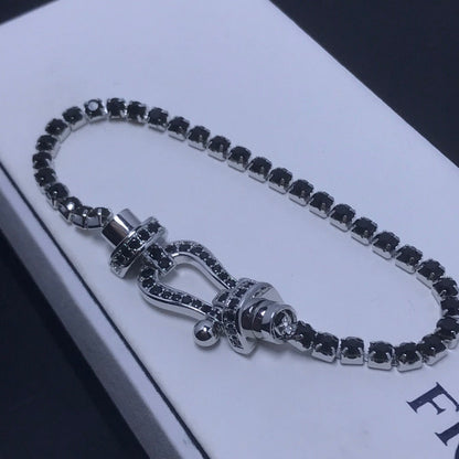 [LUCKY LOVE]FORCE  LARGE HORSESHOE FULL DIAMOND TENNIS BRACELET