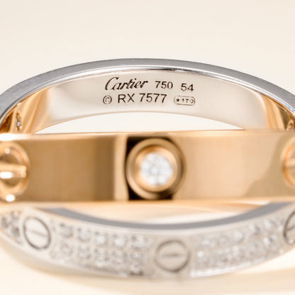 [LUCKY LOVE]LOVE PINK GOLD SILVER DIAMOND DOUBLE RING