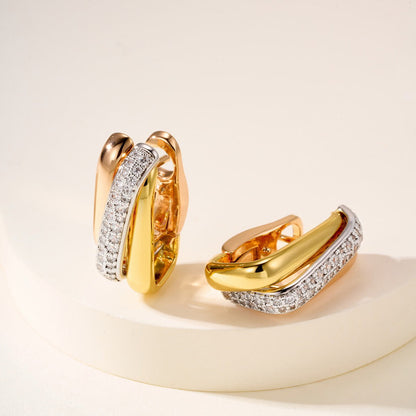[LUCKY LOVE]TRINITY HALF DIAMOND  CUSHION EARRINGS