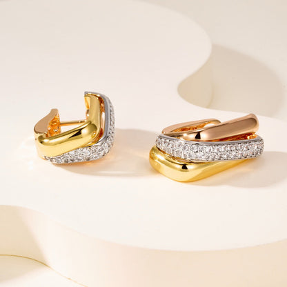 [LUCKY LOVE]TRINITY HALF DIAMOND  CUSHION EARRINGS