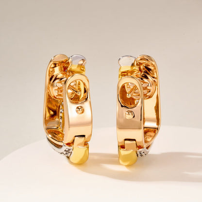 [LUCKY LOVE]TRINITY HALF DIAMOND  CUSHION EARRINGS