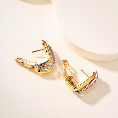 [LUCKY LOVE]TRINITY HALF DIAMOND  CUSHION EARRINGS