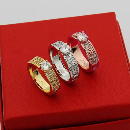 [LUCKY LOVE]LOVE RING 3.6MM 1 BIG DIAMOND FULL DIAMOND