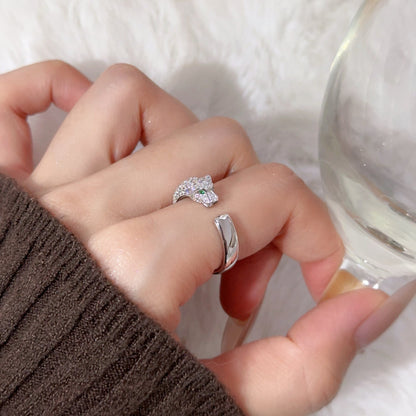 [LUCKY LOVE]PANTHERE HALF DIAMOND SMALL RING