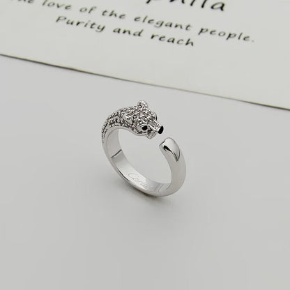 [LUCKY LOVE]PANTHERE HALF DIAMOND SMALL RING