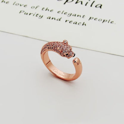 [LUCKY LOVE]PANTHERE HALF DIAMOND SMALL RING