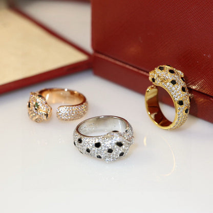 [LUCKY LOVE]PANTHERE SPOTTED FULL DIAMOND MEDIUM RING