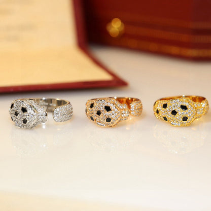 [LUCKY LOVE]PANTHERE SPOTTED FULL DIAMOND MEDIUM RING