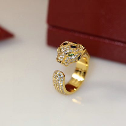 [LUCKY LOVE]PANTHERE SPOTTED FULL DIAMOND MEDIUM RING