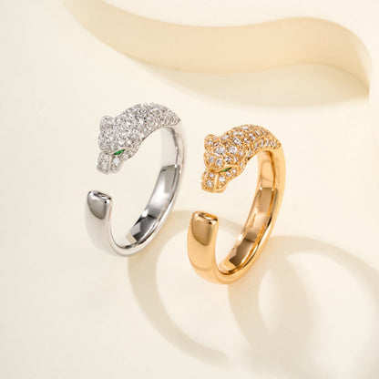 [LUCKY LOVE]PANTHERE HALF DIAMOND SMALL RING