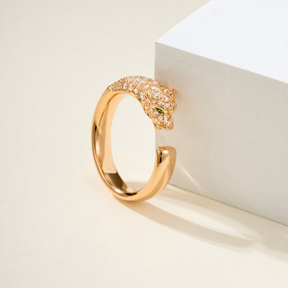 [LUCKY LOVE]PANTHERE HALF DIAMOND SMALL RING