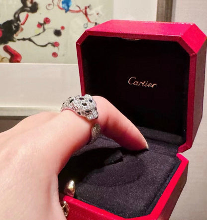 [LUCKY LOVE]PANTHERE SPOTTED FULL DIAMOND MEDIUM RING
