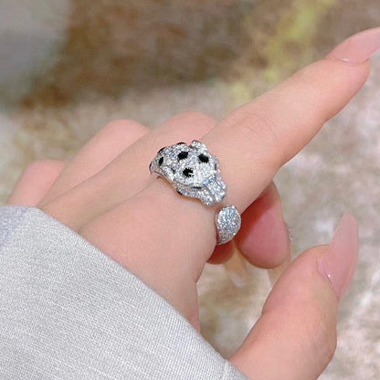 [LUCKY LOVE]PANTHERE SPOTTED FULL DIAMOND MEDIUM RING