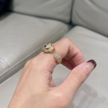 [LUCKY LOVE]PANTHERE SPOTTED FULL DIAMOND MEDIUM RING