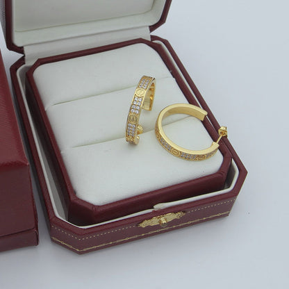 [LUCKY LOVE]LOVE EARRINGS 3.6MM DIAMOND PAVED