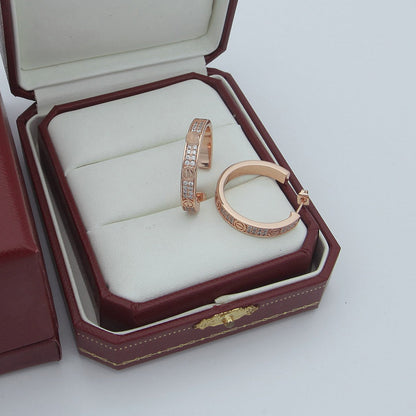 [LUCKY LOVE]LOVE EARRINGS 3.6MM DIAMOND PAVED