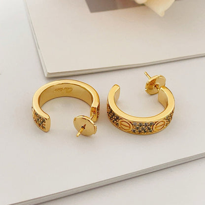 [LUCKY LOVE]LOVE 5.5MM DIAMOND PAVED EARRINGS