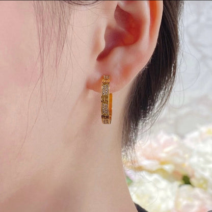 [LUCKY LOVE]LOVE EARRINGS 3.6MM DIAMOND PAVED