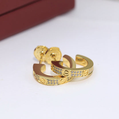 [LUCKY LOVE]LOVE 5.5MM DIAMOND PAVED EARRINGS