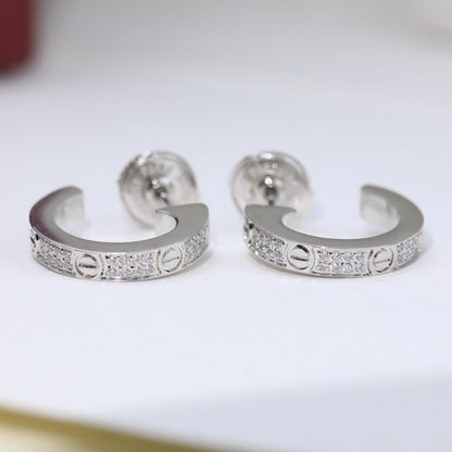 [LUCKY LOVE]LOVE 5.5MM DIAMOND PAVED EARRINGS