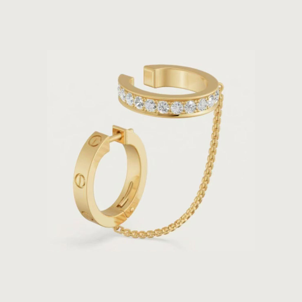 [LUCKY LOVE]LOVE 3.0MM HALF DIAMOND EARRINGS