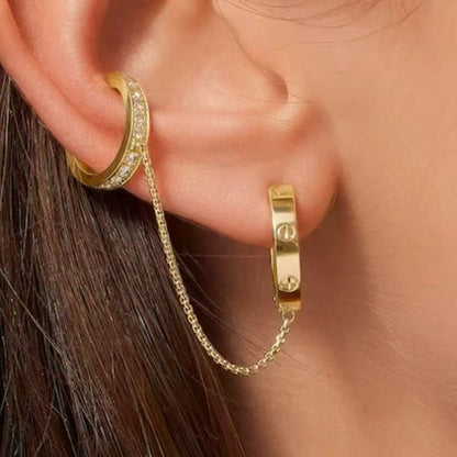 [LUCKY LOVE]LOVE 3.0MM HALF DIAMOND EARRINGS