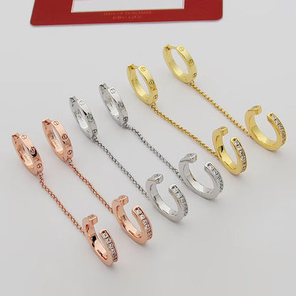 [LUCKY LOVE]LOVE 3.0MM HALF DIAMOND EARRINGS