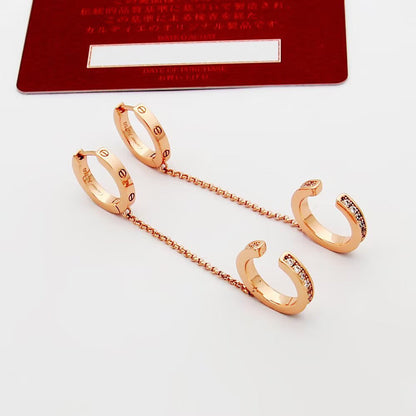 [LUCKY LOVE]LOVE 3.0MM HALF DIAMOND EARRINGS