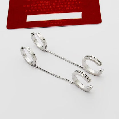 [LUCKY LOVE]LOVE 3.0MM HALF DIAMOND EARRINGS