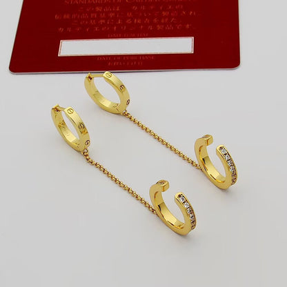 [LUCKY LOVE]LOVE 3.0MM HALF DIAMOND EARRINGS